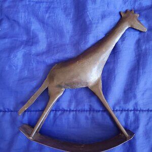 Vintage Giraffe Rocking Brutalist Metal Toy Décor Collectibles Charming Displays